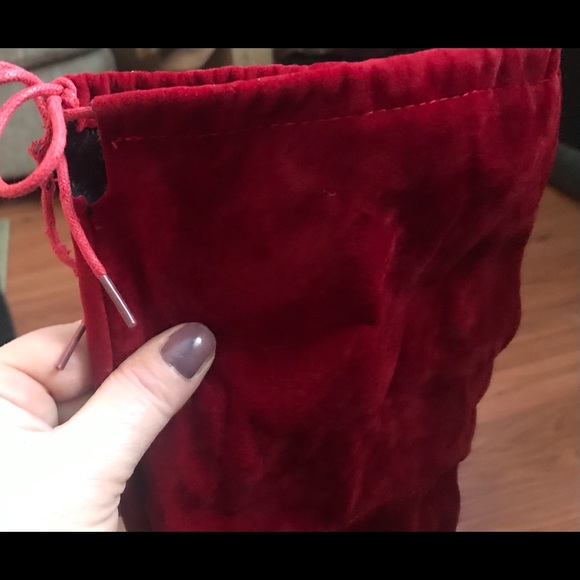 Over-the-knee burgundy suede high heeled boots - Picture 3 of 5